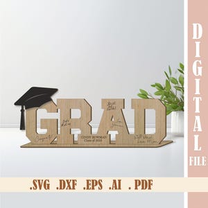 Cartello con firma di laurea in formato SVG, file di taglio laser per cartello con firma di laurea, classe del 2025 in formato SVG, regalo ricordo di laurea per laureati, Glowforge