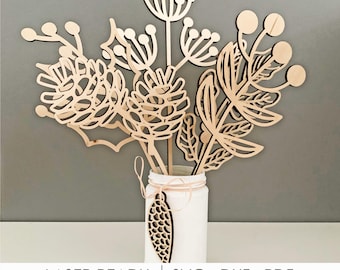 Winter Botanical Bouquet SVG, Christmas branches, Pinecone and Berry Stems for Laser Cutting