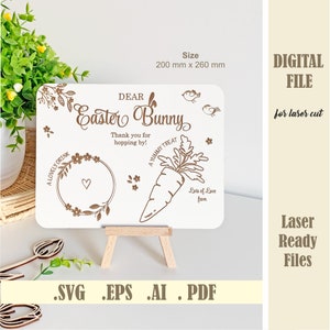 Easter Bunny treat tray SVG, Personalized Easter treat board Laser Cut File, Easter serving tray, Bunny Cookie Tray Digital Download