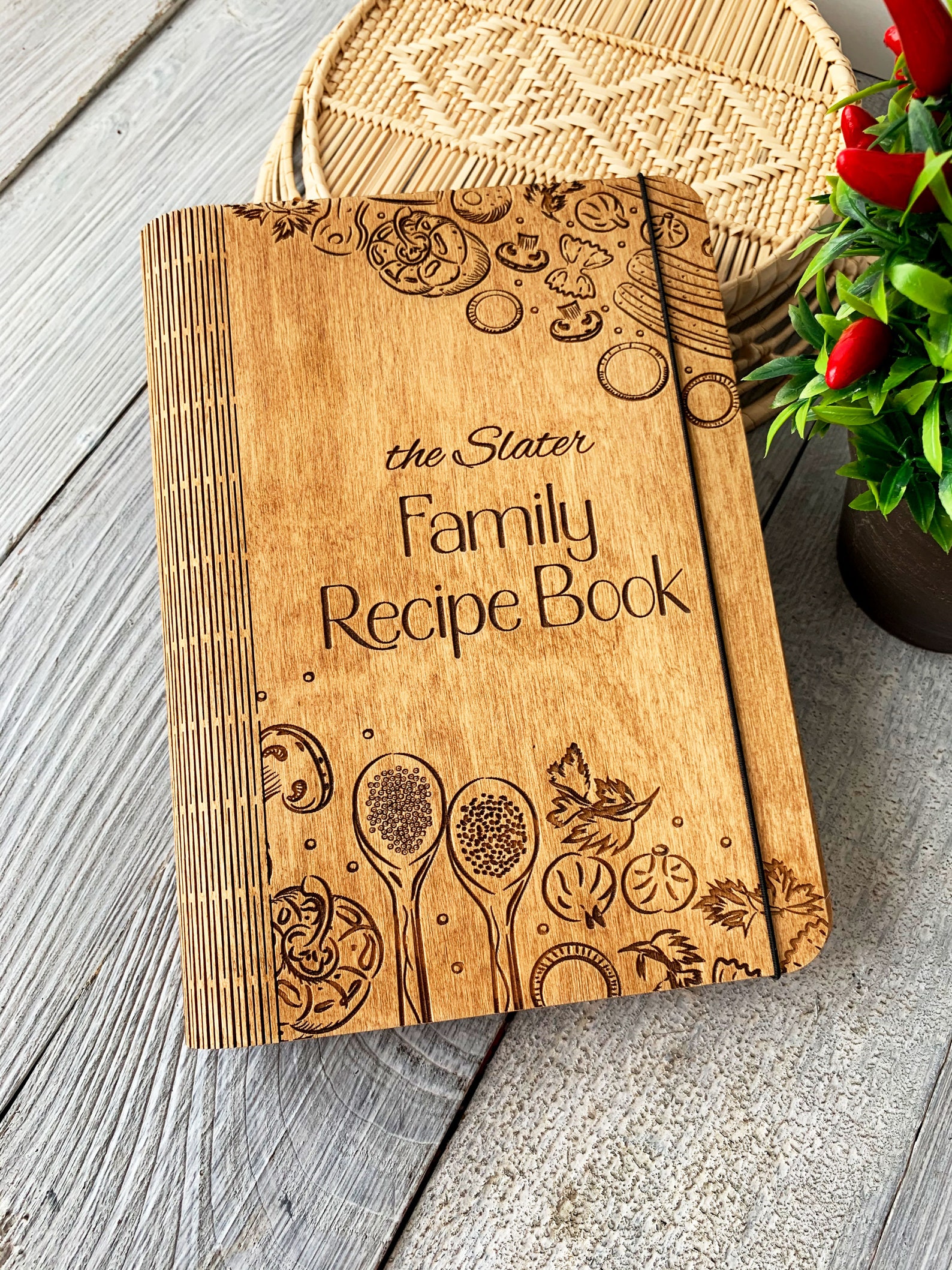 Personalized Recipe Storage Wooden Recipe Book Kitchen Etsy