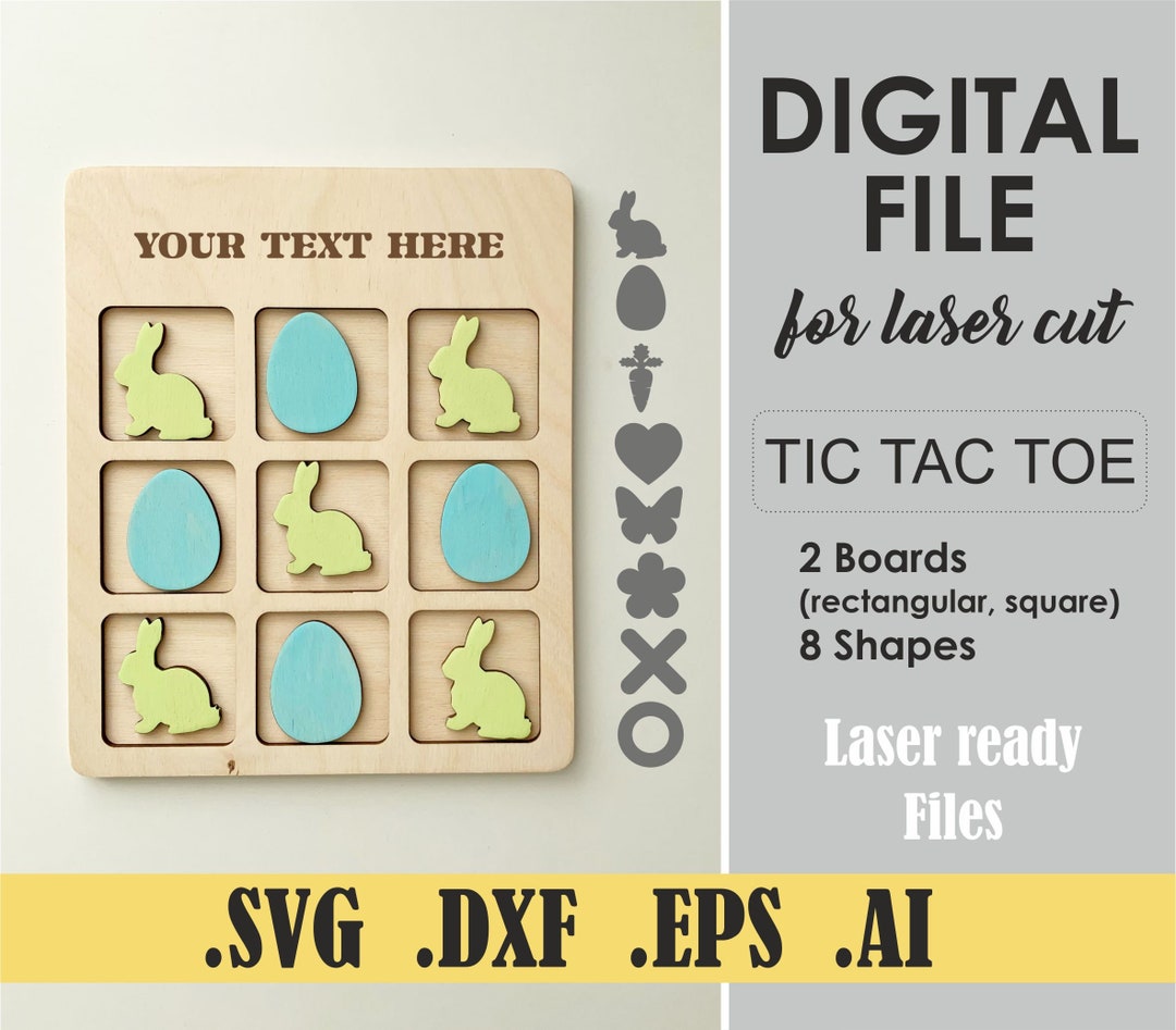 Laser Cut Files, Tic Tac Toe Easter Fun Digital Cut Files SVG, DXF, DWG ...