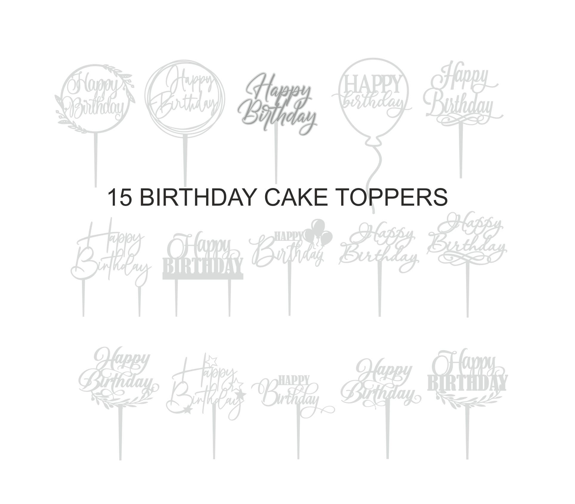 Happy Birthday Cake Toppers SVG Cake Topper Laser Cut Files Etsy Canada