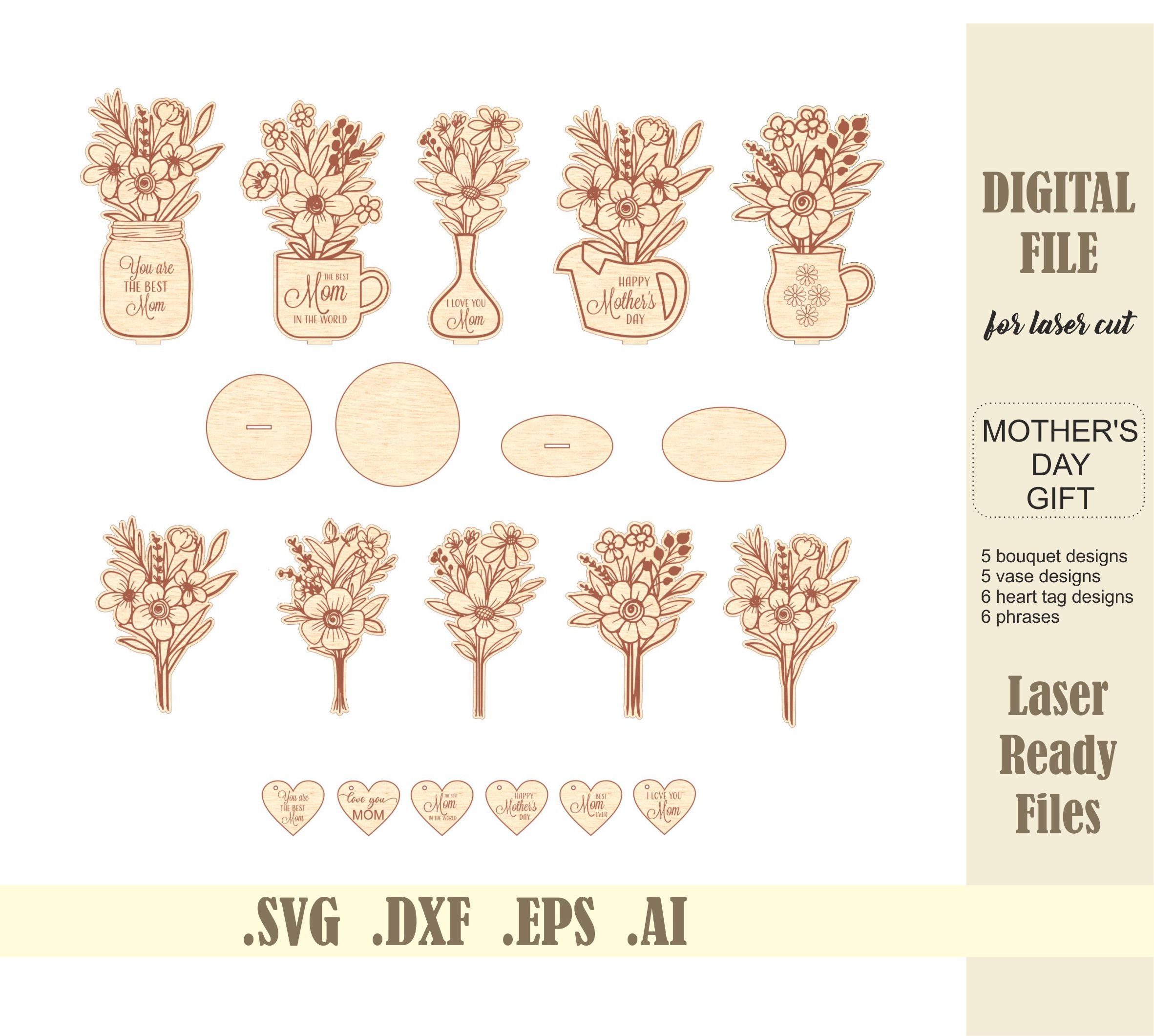 Wood Flower Vase Laser Vector Templates Graphic by atacanwoodbox · Creative  Fabrica