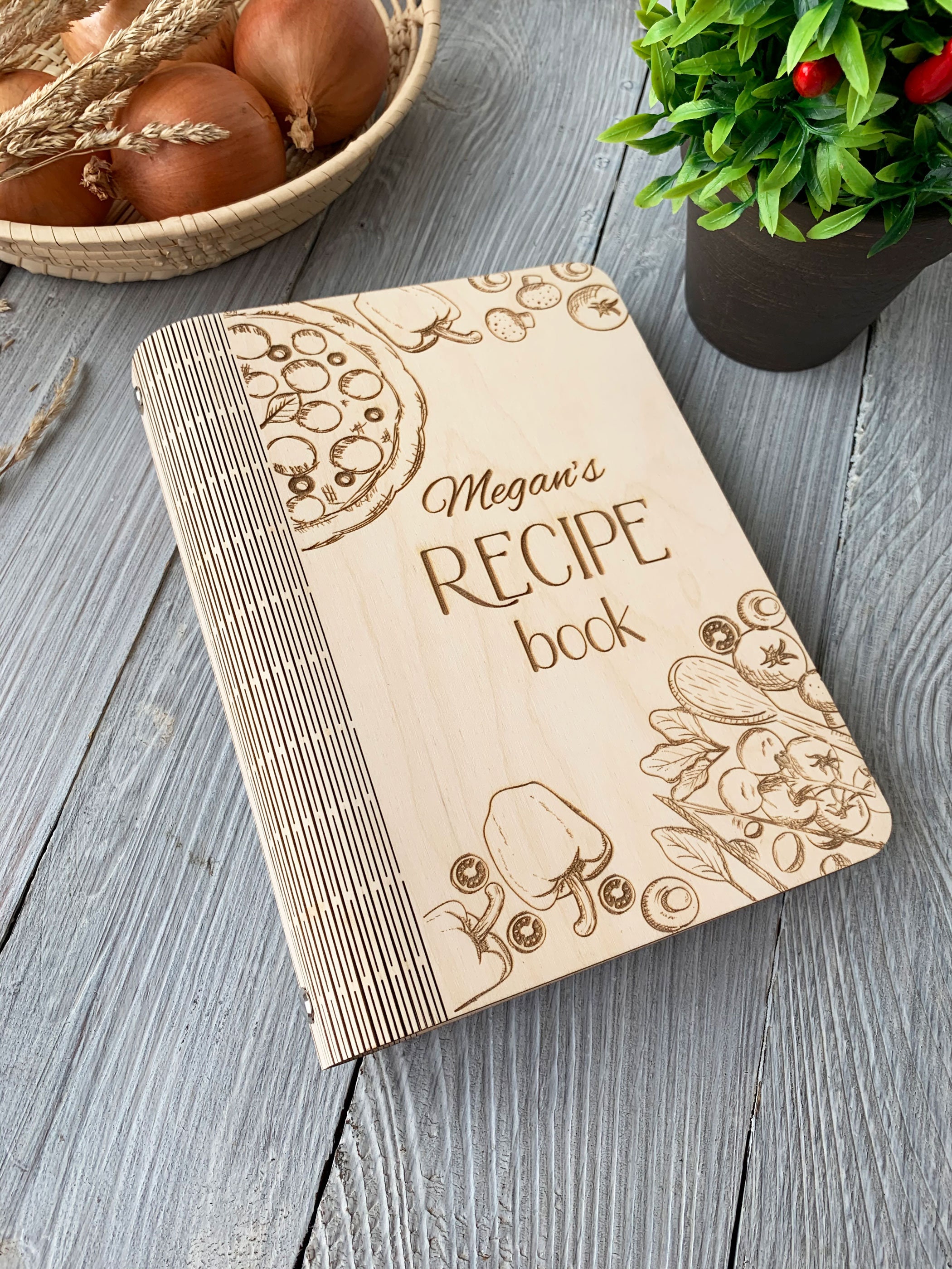 Wooden recipe book binder Mother's Day gift Personalized Etsy