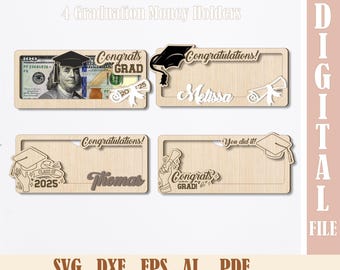 Pacchetto di file SVG per porta soldi per la laurea, file per taglio laser, porta soldi regalo per la laurea, classe 2026, confezione regalo di laurea personalizzata per studenti laureati