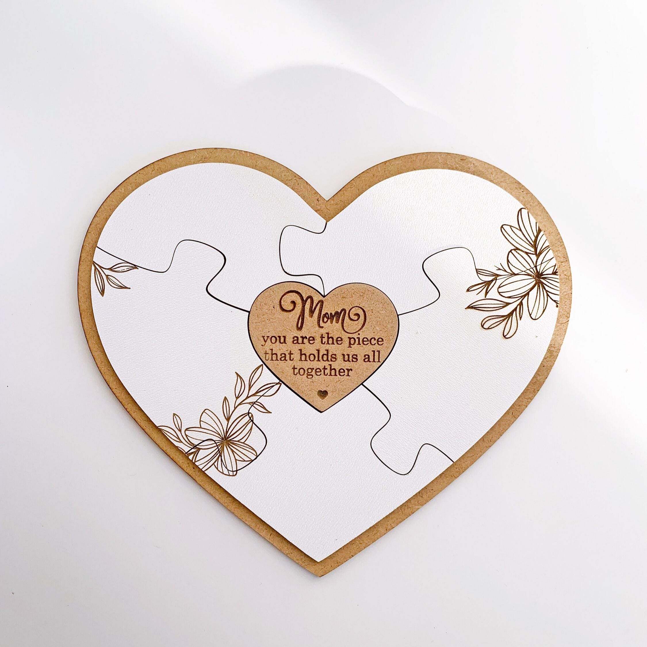 Mothers Day Puzzle Heart SVG, Personalized Names Gift From Kids