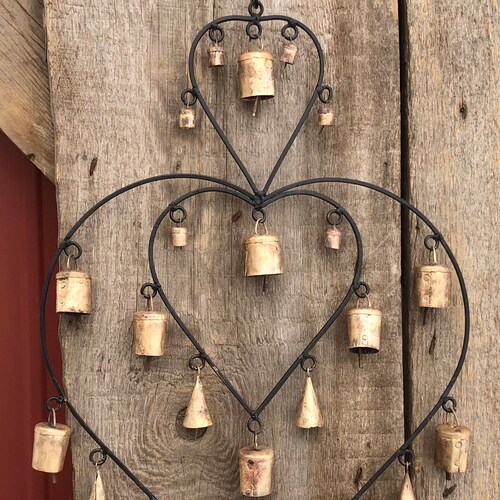 Heart in Heart Chime W/bells and Beads Etsy