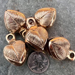 Stunning Heart Shaped Brass Bells/Wedding Bells/Jingle Bells/Decorative Bells/Costume Bells, Set of 5