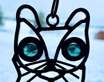 Cat Chime w/Blue Colored Glass Eyes or Blue/Green Eyes