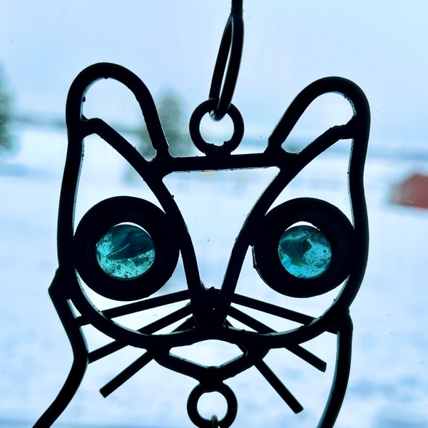 Cat Chime w/Blue Colored Glass Eyes or Blue/Green Eyes