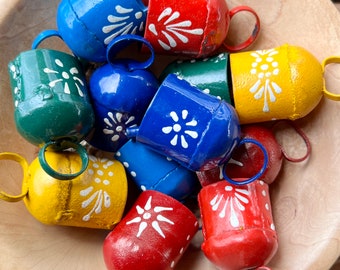 1 Dozen Colorful Round Top Bells, Hand Painted, Crafting Bells, Bells for Art, Stringing Bells, Craft Projects