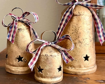 All American Star Bells, Set of Three, with or Without Stands