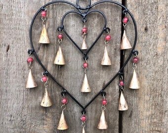 Heart in Heart Chime w/Bells and Beads