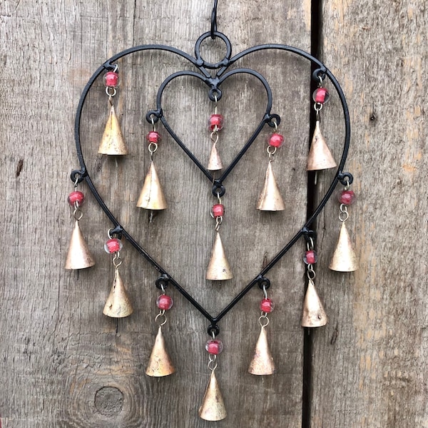 Heart in Heart Chime w/Bells and Beads