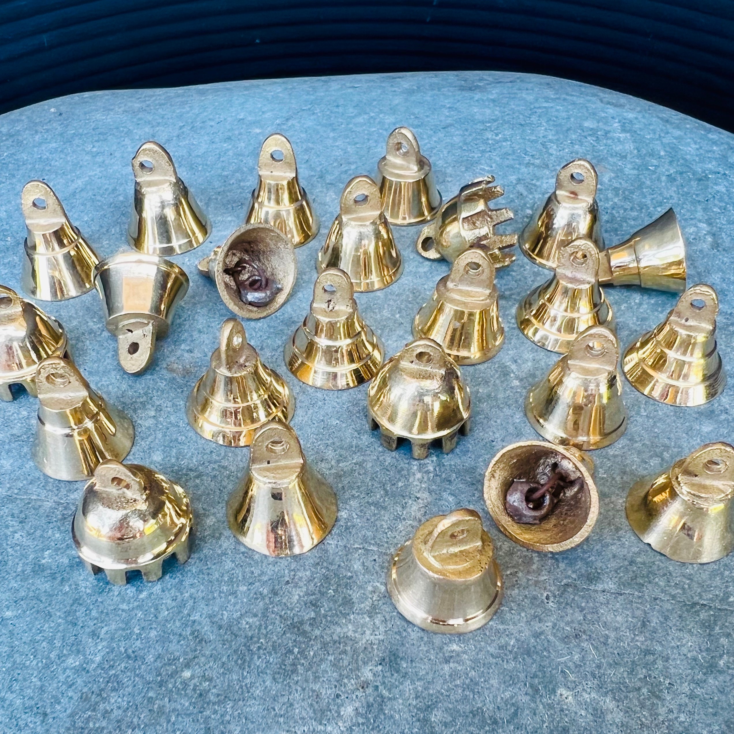 Tiny Bright Gold Bells 6mm Primitive Christmas Jingle Bells
