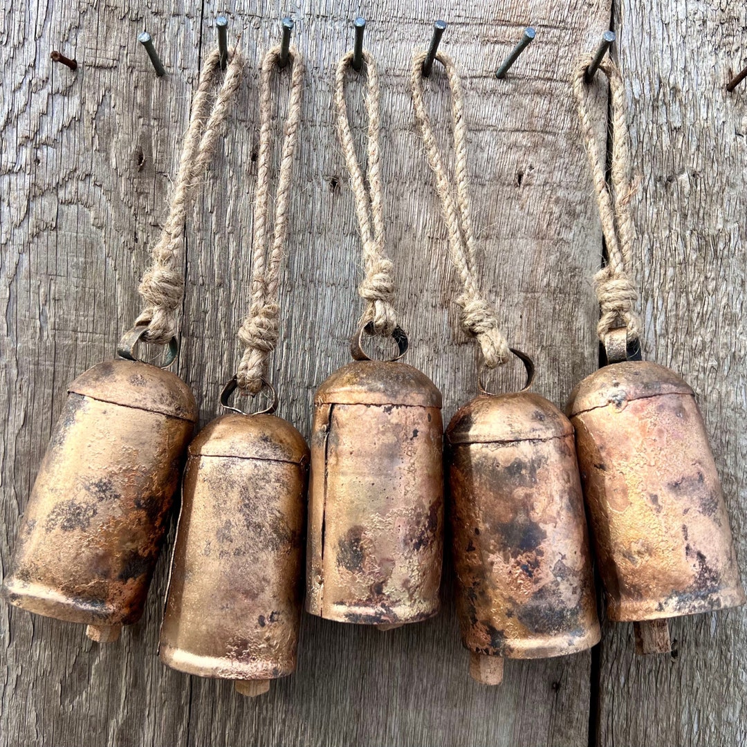 Five Round Top Temple Bells With Wood Striker, 3.8 Tall, String Them ...