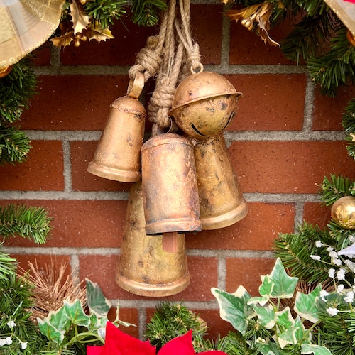 LARGE Mix of Bells for Garden Gate, Doors, Gardens (wreath and Bow