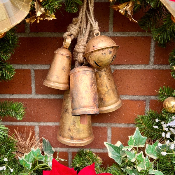 LARGE Mix of Bells for Garden Gate, Doors, Gardens (Wreath and Bow not Included), Old World Bells, Garland Bells, Christmas Bells, Holiday