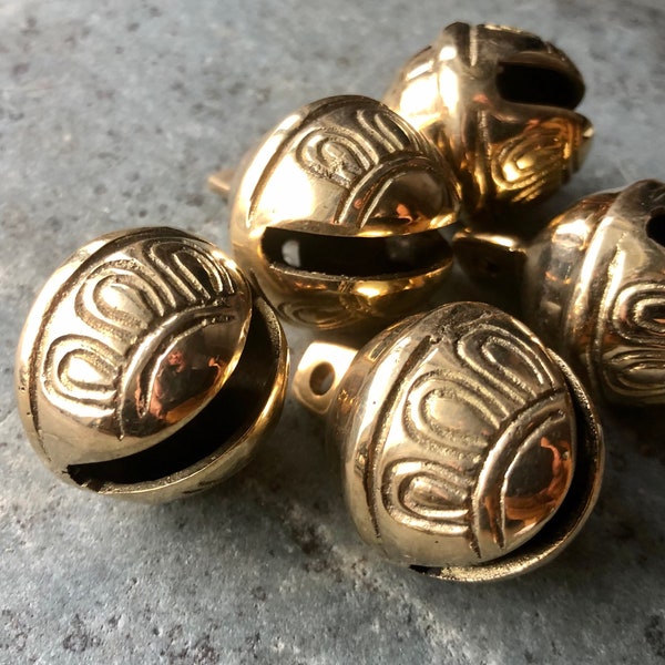 5 Brass Sleigh Bells, Large, 1.5", Quality Jingle Bells