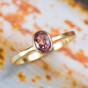 Roze Saffier Ring, 18k Roze Saffier Ring, Perzik Saffier Ring