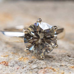 Graue Moissanite Ring, 3ct grau Moissanite Ring, Moissanite Solitär Ring