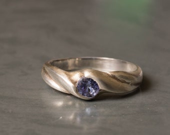 Natural Blue Sapphire Ring, 14k Gold Sapphire Ring