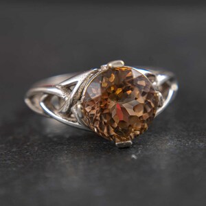 5ct Imperial Topaz Ring, Celtic Design Imperial Topaz, Champagne Topaz Ring, Celtic Solitaire Ring