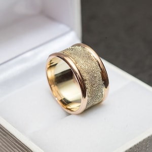 18k Mixed Gold Band, 18k Rose Gold Band, Rose And White Gold Band, Banda grabada a mano, Rustic Wedding Band