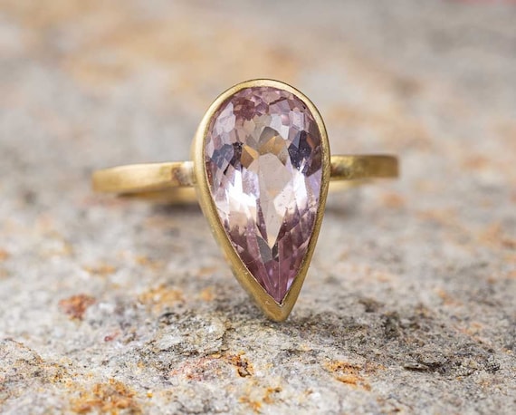 Morganite ring vintage Hexagon cut pink morganite engagement ring 14k –  Ohjewel
