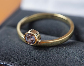 Blue Sapphire Ring, Offset Sapphire Ring, 18k Gold Ceylon Sapphire Ring