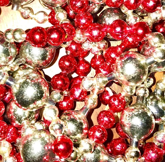 Vintage Antique Mercury Glass Beaded Christmas Garland Blown Etsy