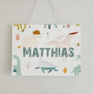 DINOSAUR Nursery Door Sign, Dinosaur Wall Room Sign, Personalized Nursery Hanging Name Sign