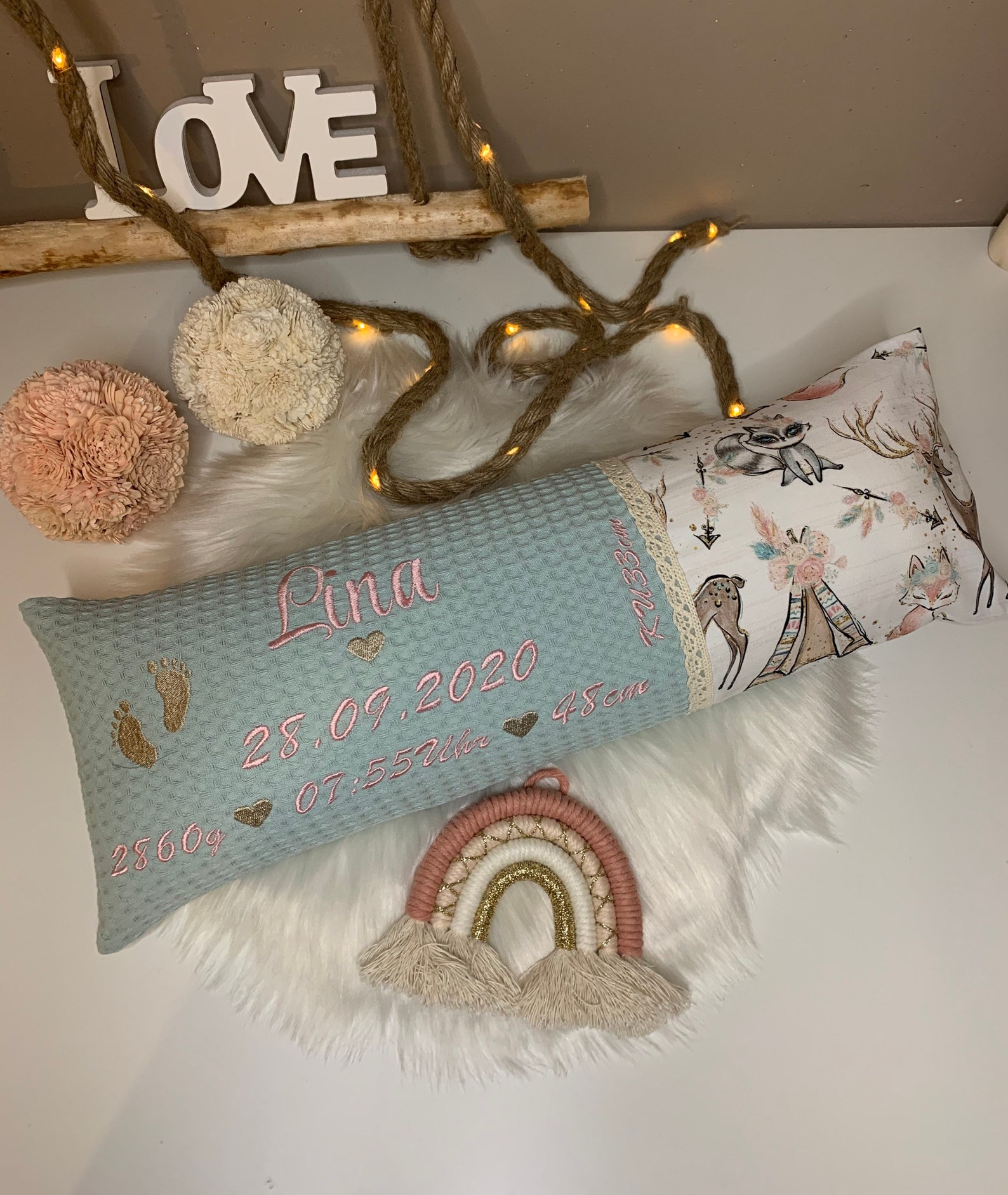 Birth pillow with size and weight for babies/children for Etsy