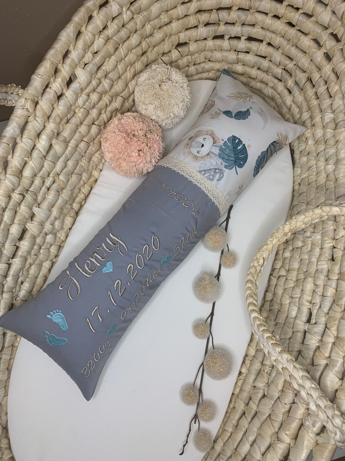 Geburtskissen mit Größe und Gewicht für Babys/Kinder zur ...