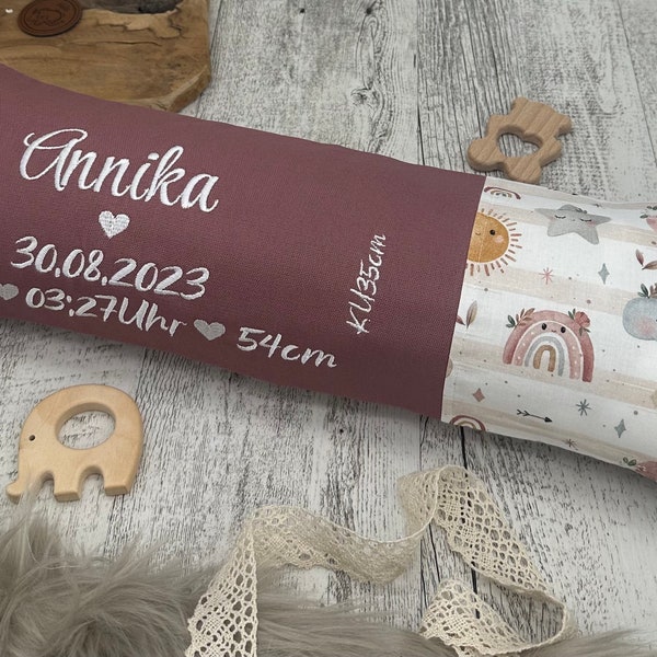 Geburtskissen Gewicht Größe Kissen Geschenk Geburt Taufe Echtmaß Originalgewicht, Boho Wolke neu