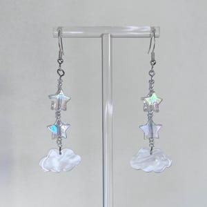 CLOUD NINE | Iridescent Cloud and Star Dangle Earrings | Pixie Potion UK