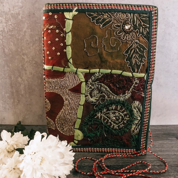 Large Multicolored Embellished Sari Journal | Handmade Notebook | Sketch Book | Drawing Book | Notepad