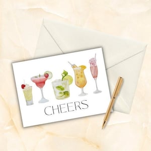 Wenskaart - "Cheers" cocktails