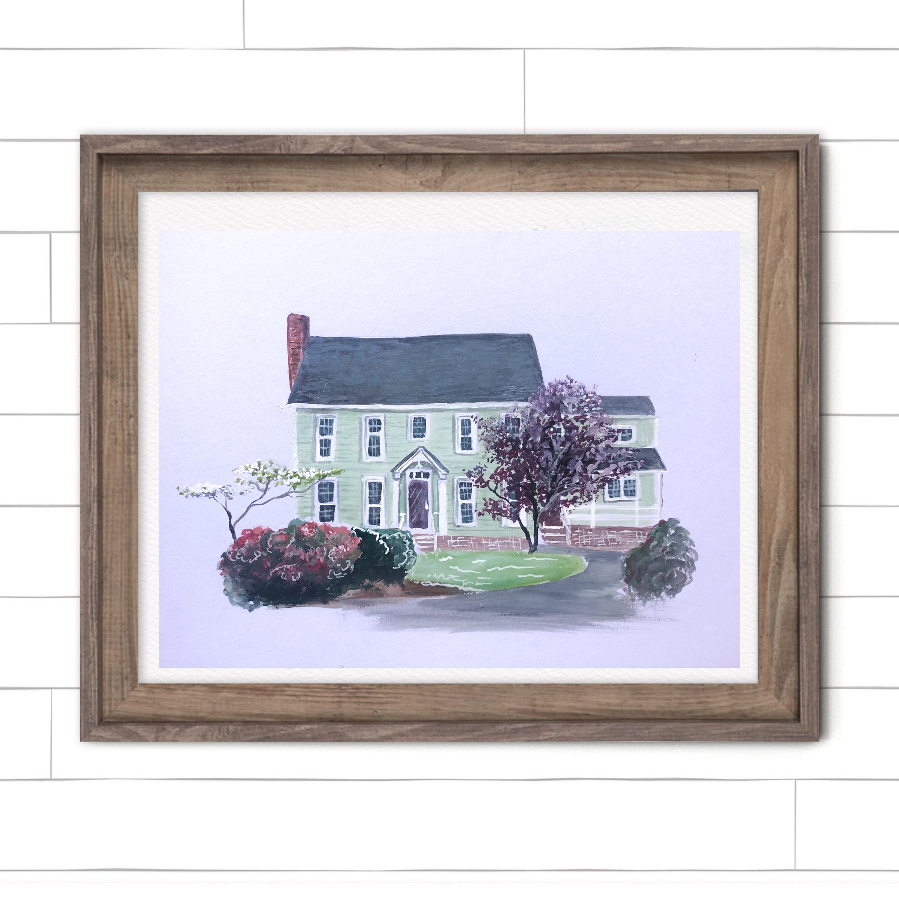 Custom house painting acrylic on fine art paper 9x11 Etsy