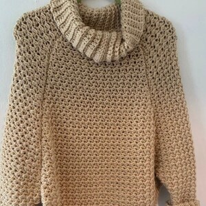Beige Handmade Crochet Sweater Textured Stitch Comfortable Oversize - Etsy