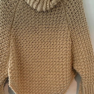 Beige Handmade Crochet Sweater Textured Stitch Comfortable Oversize - Etsy