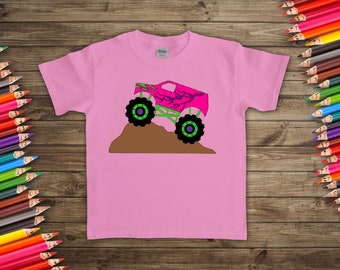 Pink Monster Truck For Girls- Kid's T Shirt