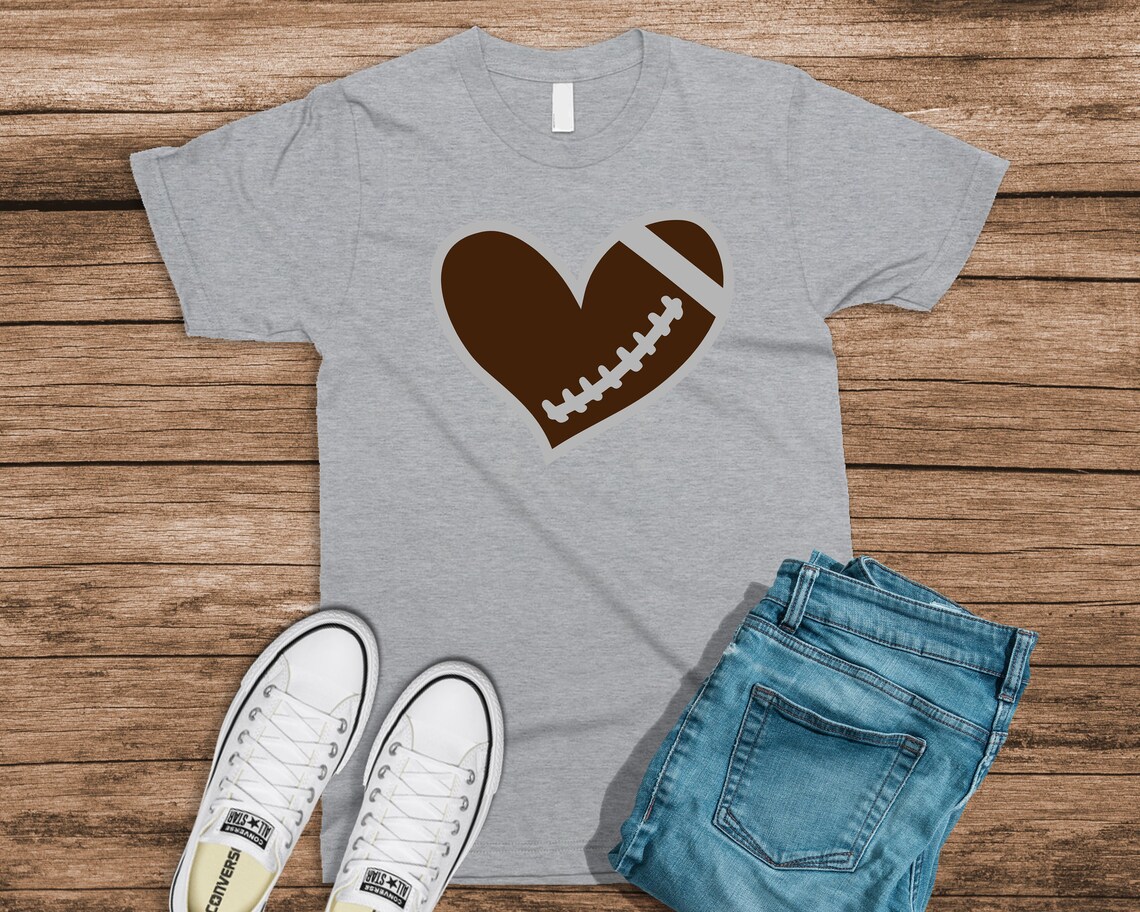 Football Heart T shirt | Etsy