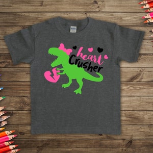 Heart Crusher Girl Dinosaur-Kid&#39;s Valentine&#39;s T Shirt
