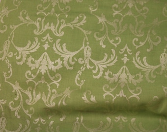 Design francese verde con riflessi dorati, tessuto di cotone