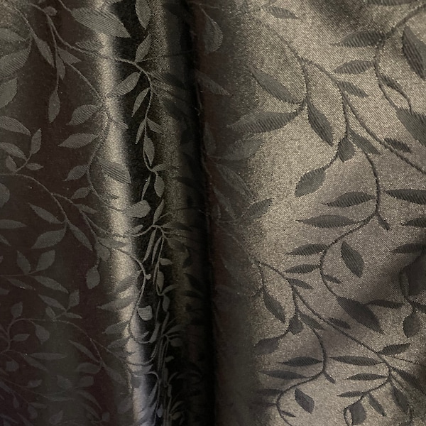 Jet Black Rayon Jacquard Fabric