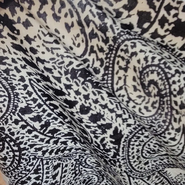 Black and Ivory Paisley Rayon. Sold by the Yard