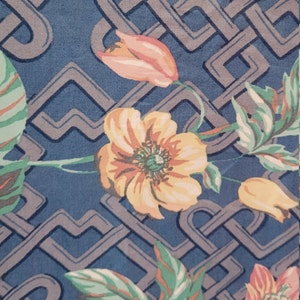 Blue Floral Cotton Chintz Sold by the Yard