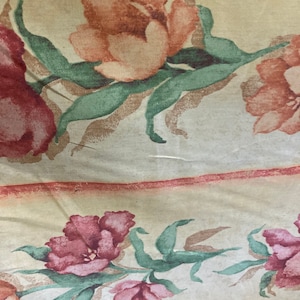 Gelb mit Rot Geblümter Baumwoll Chintz