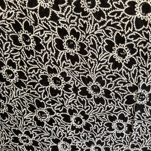 Black and White Floral Rayon Fabric